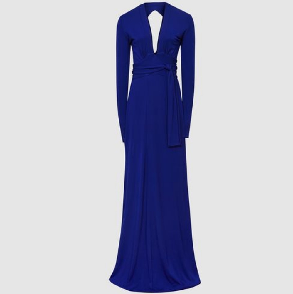 NWT REISS | Bailey Plunge Neckline Cut Out Back Maxi Dress - Picture 7 of 7